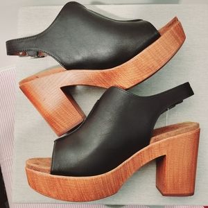 White Mountain Footwesr Slingback Platform Clog 9.5M